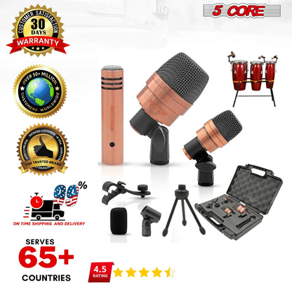 5Core Conga Mic Snare Tom Microphone Drum Kit Condenser XLR Instrument Mics Copper XP